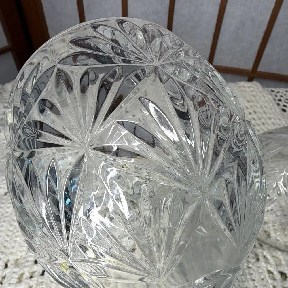 Vintage Cristal d'Arques-Durand style egg-shaped crystal candy dish with lid